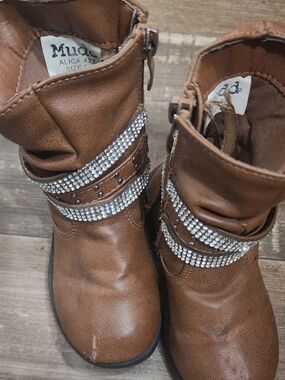Mudd Kid's Brown Rhinestone Strap Ankle Boots
